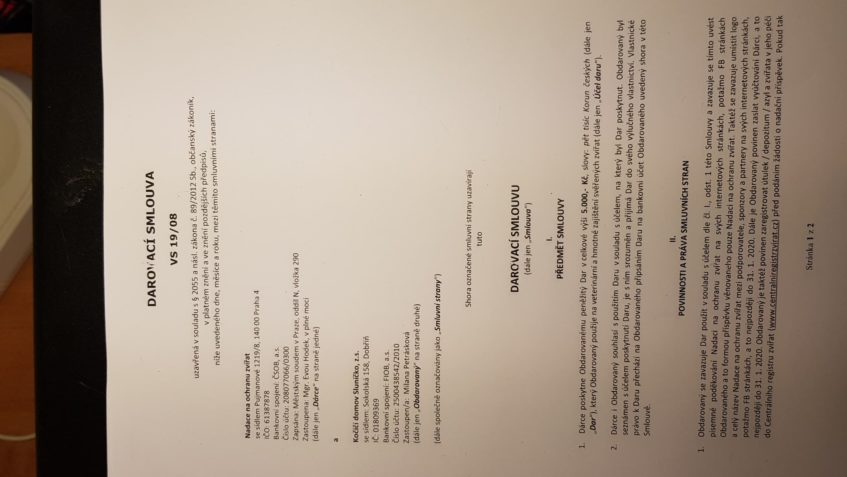 DĚKUJEME NADACI NA OCHRANU ZVÍŘAT ZA POSKYTNUTÍ DARU VE VÝŠI...